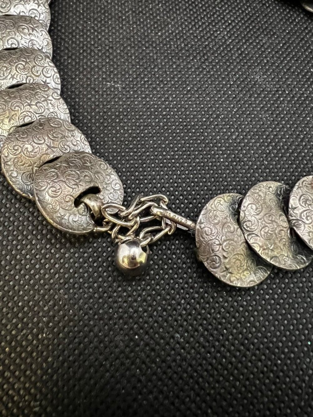 Napier Stars Scrolls Disc Necklace Silver Tone 15-17” Vintage 1950s Statement - Picture 7 of 13